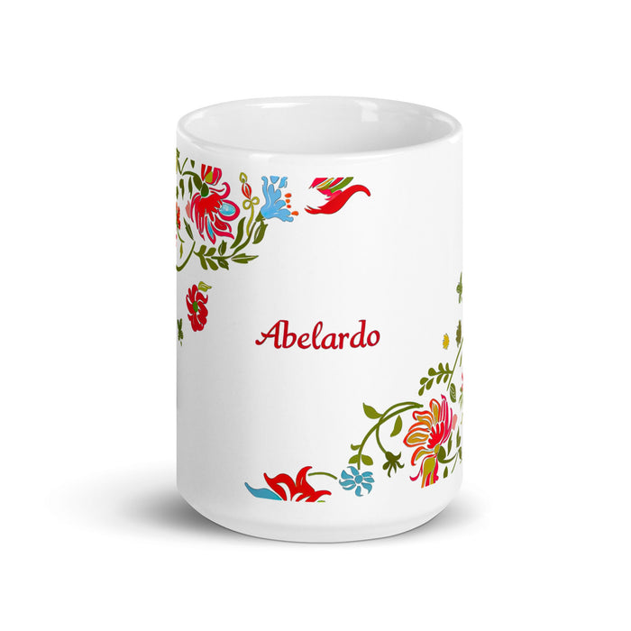 Abelardo Exclusive Name Art Piece Home Office Work Coffee Mug Mexican Spanish Pride Gift Cup One - Of - A - Kind Calligraphy White Glossy Mug | A11 - Mexicada