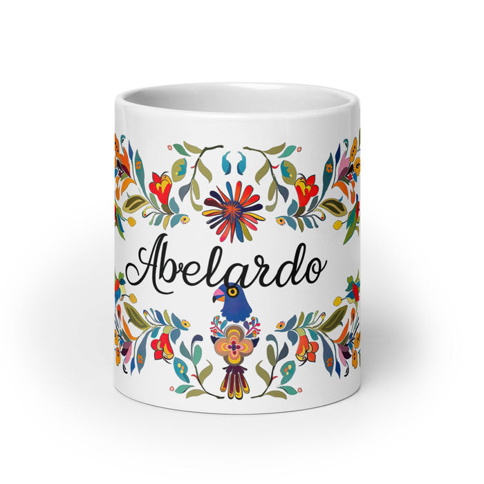 Abelardo Exclusive Name Art Piece Home Office Work Coffee Mug Mexican Spanish Pride Gift Cup One - Of - A - Kind Calligraphy White Glossy Mug | A13 - Mexicada