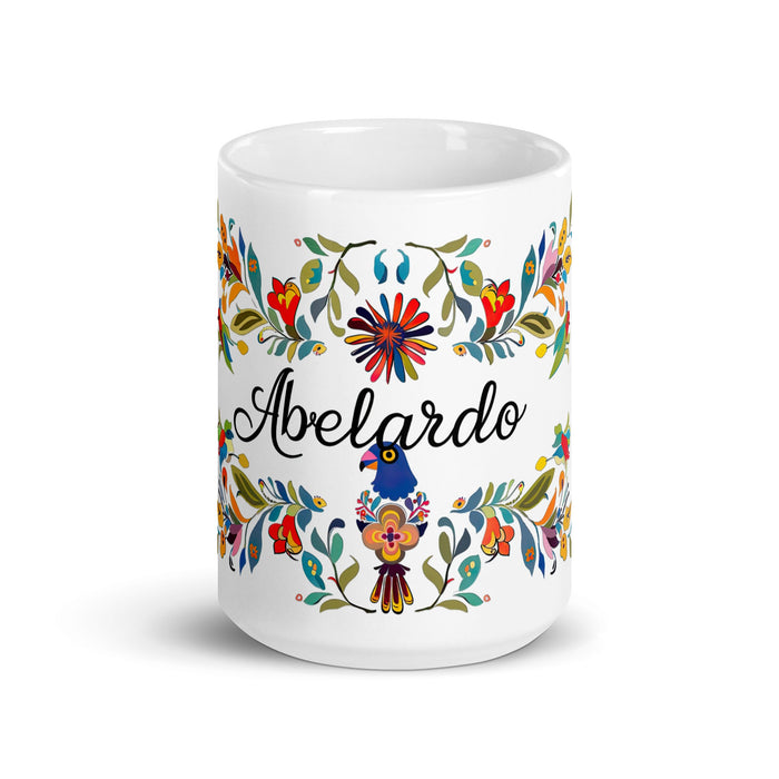 Abelardo Exclusive Name Art Piece Home Office Work Coffee Mug Mexican Spanish Pride Gift Cup One - Of - A - Kind Calligraphy White Glossy Mug | A13 - Mexicada