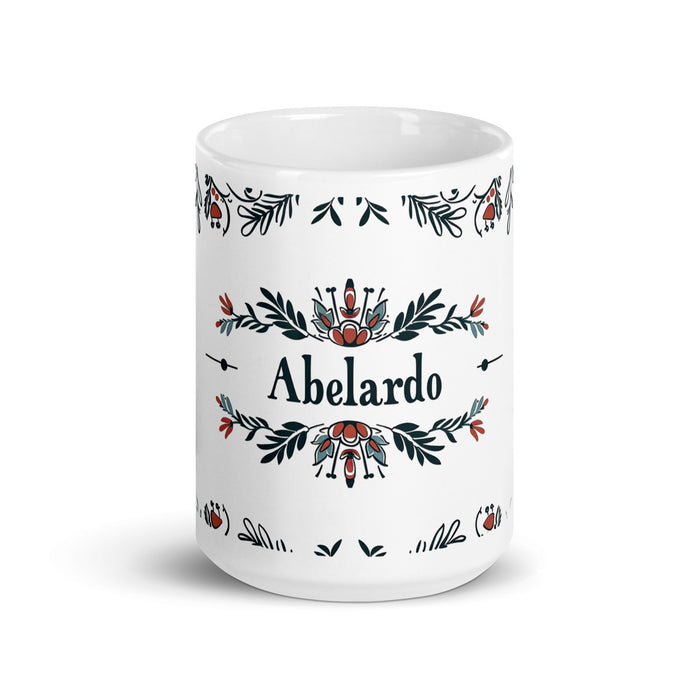 Abelardo Exclusive Name Art Piece Home Office Work Coffee Mug Mexican Spanish Pride Gift Cup One - Of - A - Kind Calligraphy White Glossy Mug | A14 - Mexicada