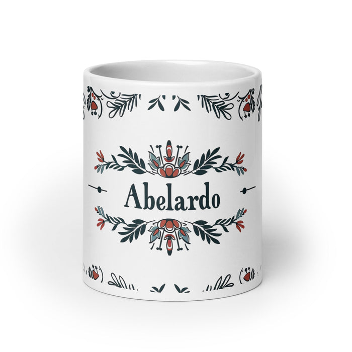 Abelardo Exclusive Name Art Piece Home Office Work Coffee Mug Mexican Spanish Pride Gift Cup One - Of - A - Kind Calligraphy White Glossy Mug | A14 - Mexicada