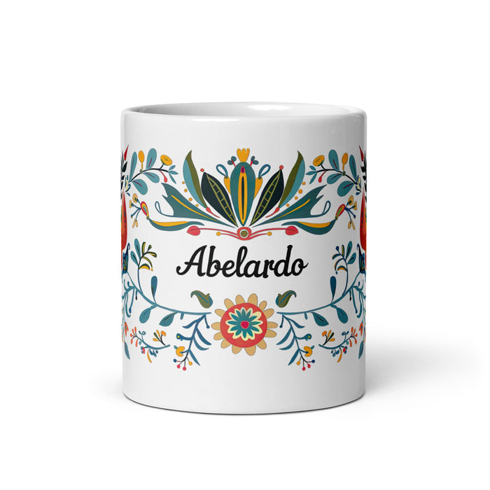 Abelardo Exclusive Name Art Piece Home Office Work Coffee Mug Mexican Spanish Pride Gift Cup One - Of - A - Kind Calligraphy White Glossy Mug | A16 - Mexicada