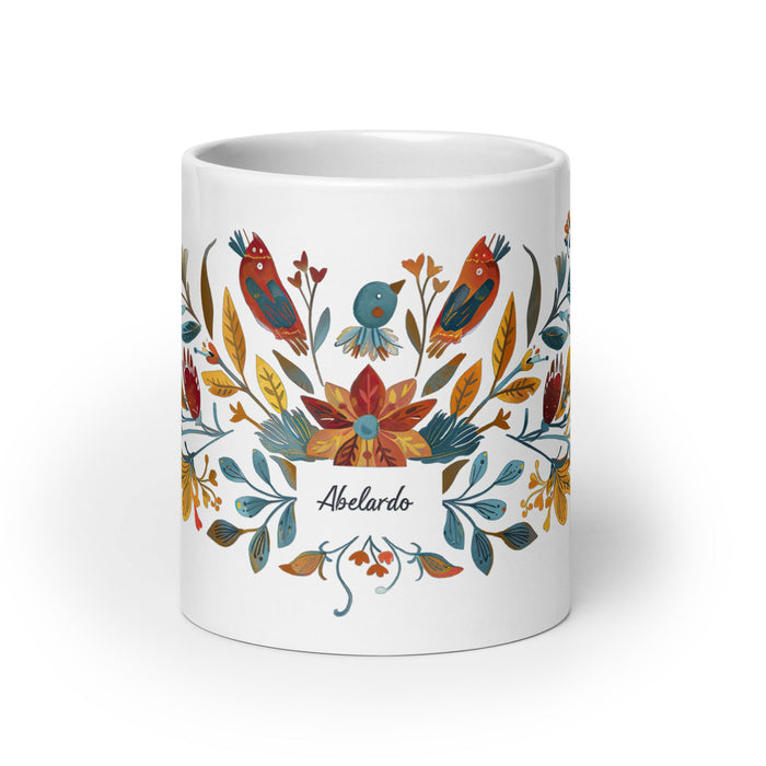 Abelardo Exclusive Name Art Piece Home Office Work Coffee Mug Mexican Spanish Pride Gift Cup One - Of - A - Kind Calligraphy White Glossy Mug | A17 - Mexicada