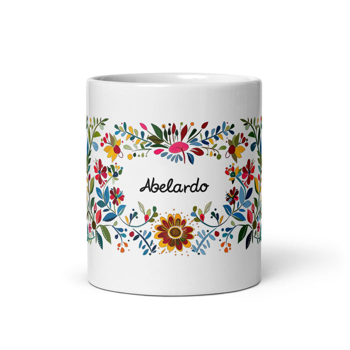 Abelardo Exclusive Name Art Piece Home Office Work Coffee Mug Mexican Spanish Pride Gift Cup One - Of - A - Kind Calligraphy White Glossy Mug | A18 - Mexicada