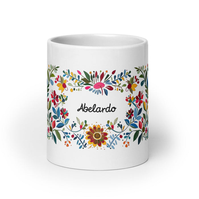 Abelardo Exclusive Name Art Piece Home Office Work Coffee Mug Mexican Spanish Pride Gift Cup One-Of-A-Kind Calligraphy White Glossy Mug | A18 Mexicada