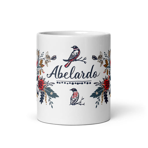 Abelardo Exclusive Name Art Piece Home Office Work Coffee Mug Mexican Spanish Pride Gift Cup One - Of - A - Kind Calligraphy White Glossy Mug | A19 - Mexicada