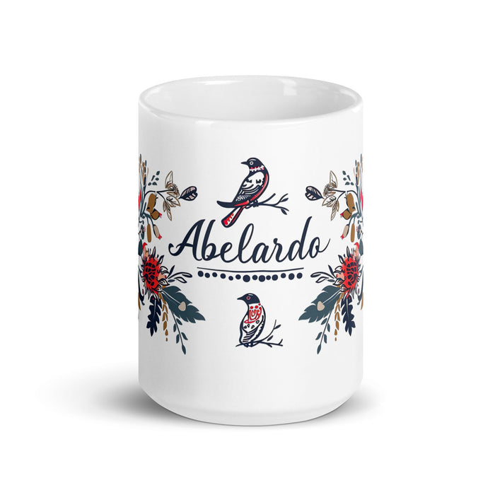 Abelardo Exclusive Name Art Piece Home Office Work Coffee Mug Mexican Spanish Pride Gift Cup One - Of - A - Kind Calligraphy White Glossy Mug | A19 - Mexicada