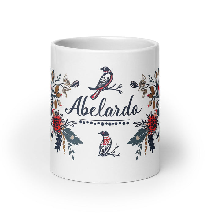 Abelardo Exclusive Name Art Piece Home Office Work Coffee Mug Mexican Spanish Pride Gift Cup One - Of - A - Kind Calligraphy White Glossy Mug | A19 - Mexicada