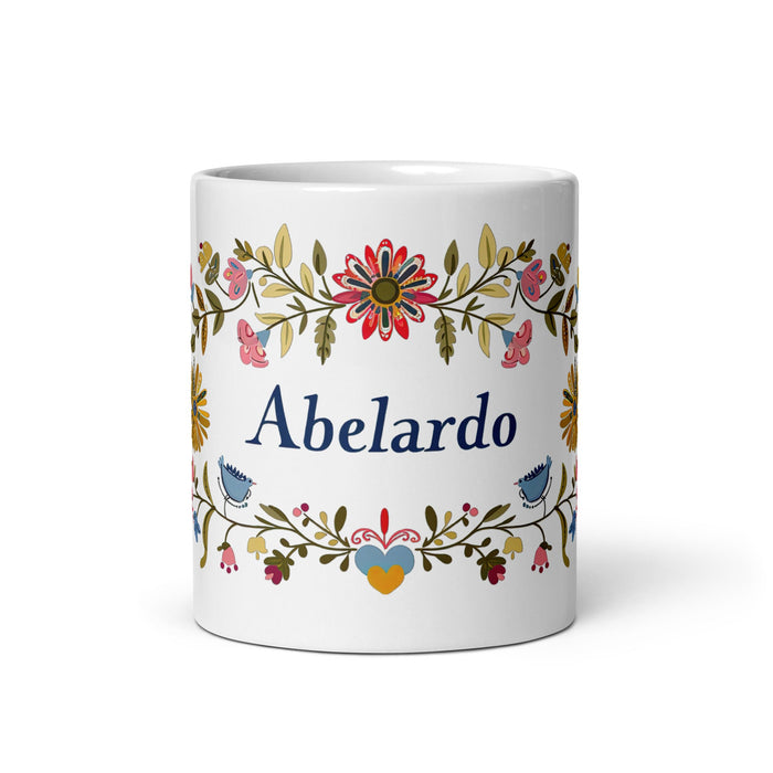 Abelardo Exclusive Name Art Piece Home Office Work Coffee Mug Mexican Spanish Pride Gift Cup One - Of - A - Kind Calligraphy White Glossy Mug | A20 - Mexicada