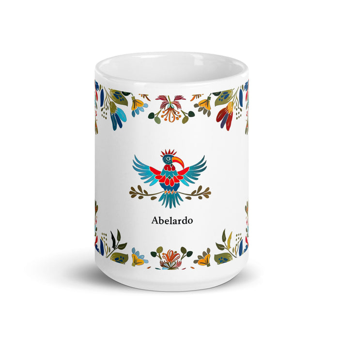 Abelardo Exclusive Name Art Piece Home Office Work Coffee Mug Mexican Spanish Pride Gift Cup One - Of - A - Kind Calligraphy White Glossy Mug | A21 - Mexicada