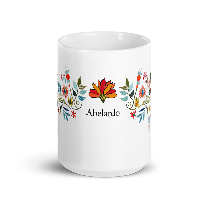 Abelardo Exclusive Name Art Piece Home Office Work Coffee Mug Mexican Spanish Pride Gift Cup One - Of - A - Kind Calligraphy White Glossy Mug | A23 - Mexicada