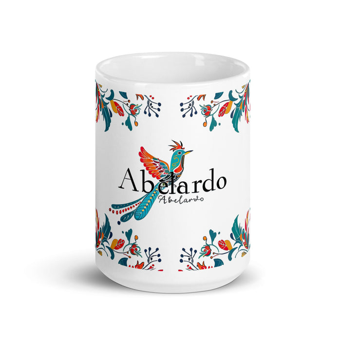 Abelardo Exclusive Name Art Piece Home Office Work Coffee Mug Mexican Spanish Pride Gift Cup One - Of - A - Kind Calligraphy White Glossy Mug | A4 - Mexicada