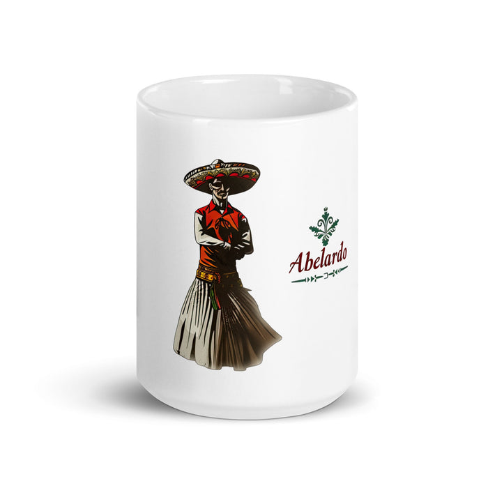 Abelardo Exclusive Name Art Piece Home Office Work Coffee Mug Mexican Spanish Pride Gift Cup One - Of - A - Kind Calligraphy White Glossy Mug | A5 - Mexicada