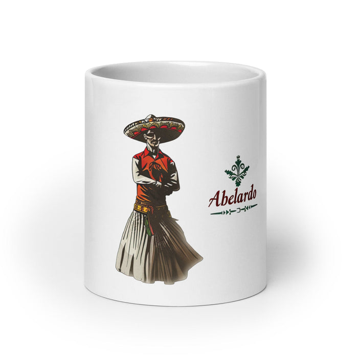 Abelardo Exclusive Name Art Piece Home Office Work Coffee Mug Mexican Spanish Pride Gift Cup One-Of-A-Kind Calligraphy White Glossy Mug | A5 Mexicada