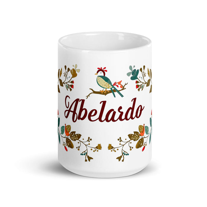 Abelardo Exclusive Name Art Piece Home Office Work Coffee Mug Mexican Spanish Pride Gift Cup One - Of - A - Kind Calligraphy White Glossy Mug | A6 - Mexicada