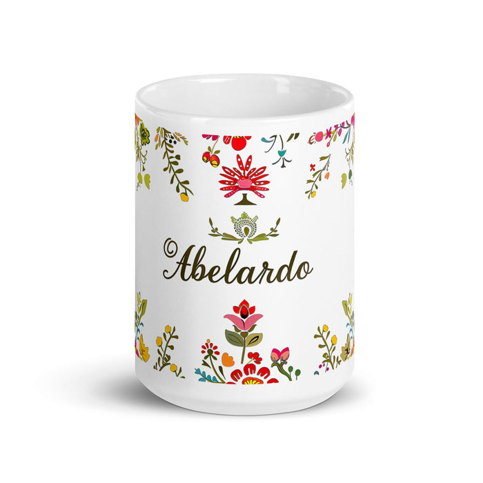 Abelardo Exclusive Name Art Piece Home Office Work Coffee Mug Mexican Spanish Pride Gift Cup One - Of - A - Kind Calligraphy White Glossy Mug | A8 - Mexicada