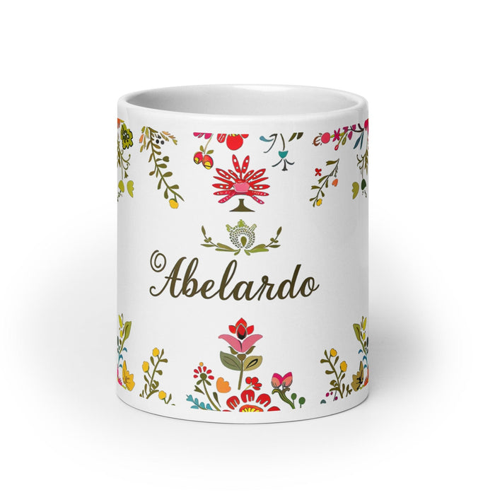 Abelardo Exclusive Name Art Piece Home Office Work Coffee Mug Mexican Spanish Pride Gift Cup One - Of - A - Kind Calligraphy White Glossy Mug | A8 - Mexicada