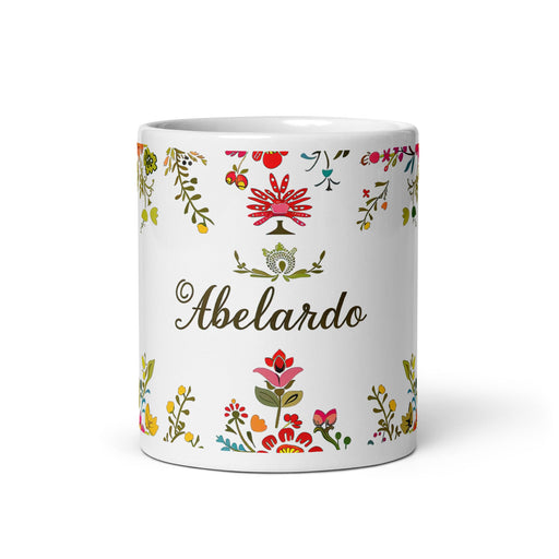 Abelardo Exclusive Name Art Piece Home Office Work Coffee Mug Mexican Spanish Pride Gift Cup One - Of - A - Kind Calligraphy White Glossy Mug | A8 - Mexicada