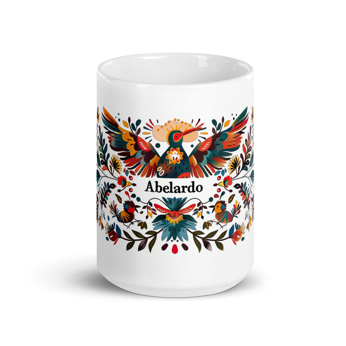 Abelardo Exclusive Name Art Piece Home Office Work Coffee Mug Mexican Spanish Pride Gift Cup One - Of - A - Kind Calligraphy White Glossy Mug | A9 - Mexicada