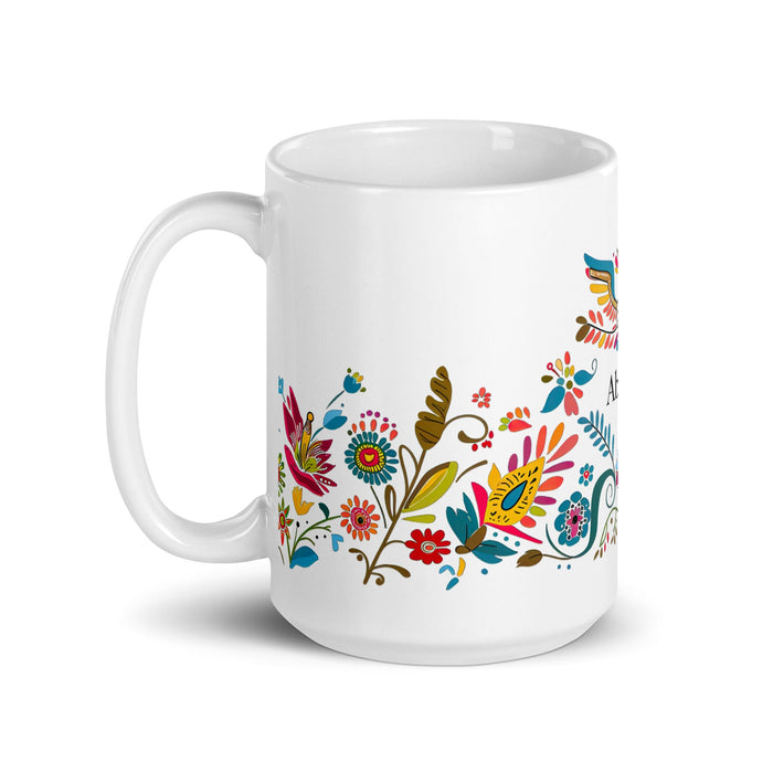 Abigail Exclusive Name Art Piece Home Office Work Coffee Mug Mexican Spanish Pride Gift Cup One - Of - A - Kind Calligraphy White Glossy Mug | A1 - Mexicada