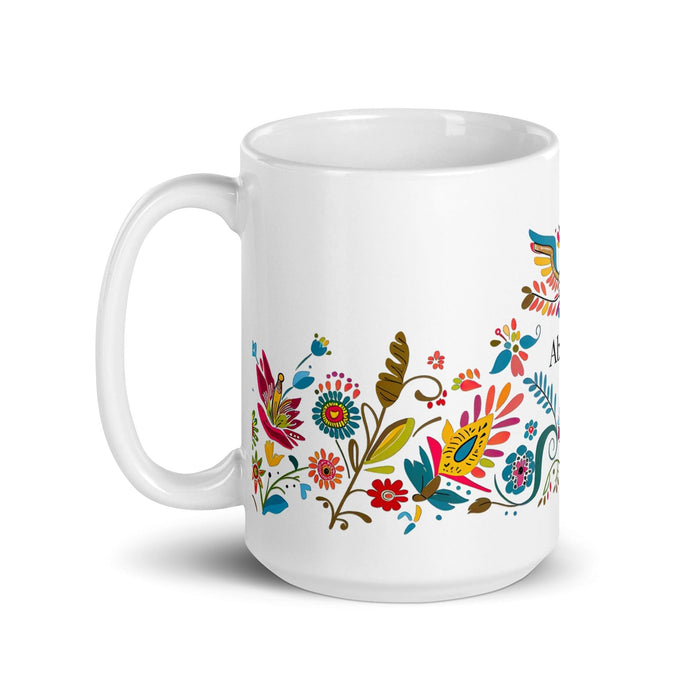 Abigail Exclusive Name Art Piece Home Office Work Coffee Mug Mexican Spanish Pride Gift Cup One-Of-A-Kind Calligraphy White Glossy Mug | A1 Mexicada