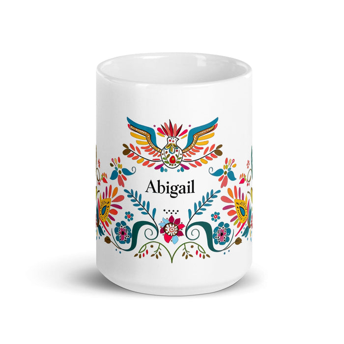 Abigail Exclusive Name Art Piece Home Office Work Coffee Mug Mexican Spanish Pride Gift Cup One-Of-A-Kind Calligraphy White Glossy Mug | A1 Mexicada