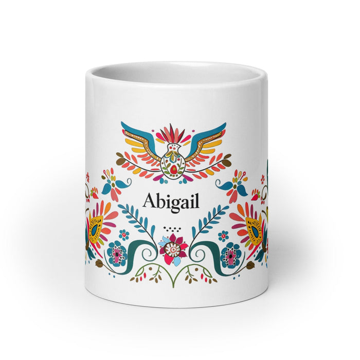 Abigail Exclusive Name Art Piece Home Office Work Coffee Mug Mexican Spanish Pride Gift Cup One-Of-A-Kind Calligraphy White Glossy Mug | A1 Mexicada