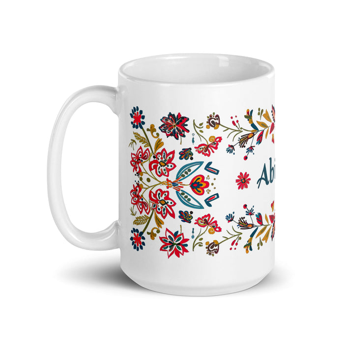 Abigail Exclusive Name Art Piece Home Office Work Coffee Mug Mexican Spanish Pride Gift Cup One - Of - A - Kind Calligraphy White Glossy Mug | A10 - Mexicada