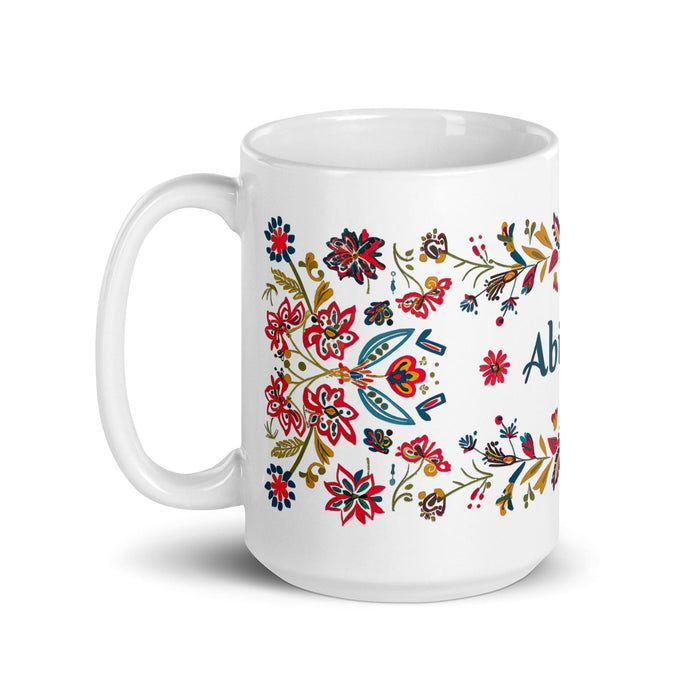 Abigail Exclusive Name Art Piece Home Office Work Coffee Mug Mexican Spanish Pride Gift Cup One-Of-A-Kind Calligraphy White Glossy Mug | A10 Mexicada