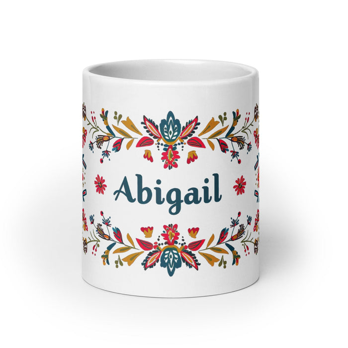 Abigail Exclusive Name Art Piece Home Office Work Coffee Mug Mexican Spanish Pride Gift Cup One-Of-A-Kind Calligraphy White Glossy Mug | A10 Mexicada