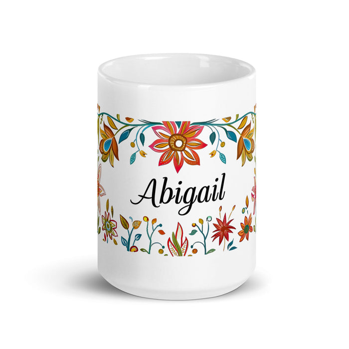 Abigail Exclusive Name Art Piece Home Office Work Coffee Mug Mexican Spanish Pride Gift Cup One - Of - A - Kind Calligraphy White Glossy Mug | A11 - Mexicada