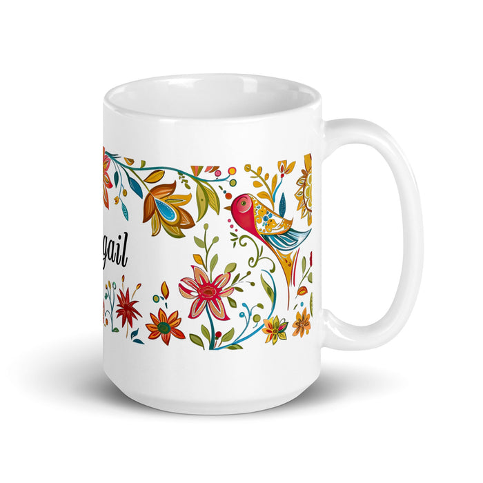 Abigail Exclusive Name Art Piece Home Office Work Coffee Mug Mexican Spanish Pride Gift Cup One - Of - A - Kind Calligraphy White Glossy Mug | A11 - Mexicada