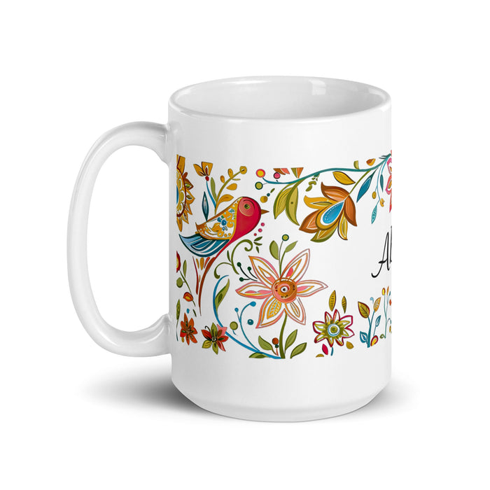 Abigail Exclusive Name Art Piece Home Office Work Coffee Mug Mexican Spanish Pride Gift Cup One - Of - A - Kind Calligraphy White Glossy Mug | A11 - Mexicada