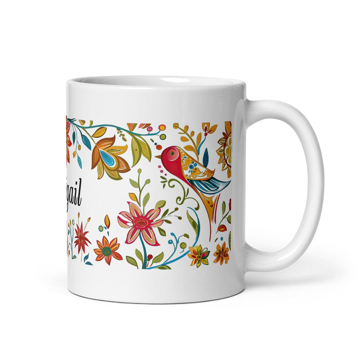 Abigail Exclusive Name Art Piece Home Office Work Coffee Mug Mexican Spanish Pride Gift Cup One-Of-A-Kind Calligraphy White Glossy Mug | A11 Mexicada 11 oz