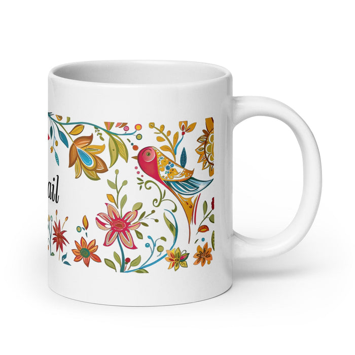 Abigail Exclusive Name Art Piece Home Office Work Coffee Mug Mexican Spanish Pride Gift Cup One-Of-A-Kind Calligraphy White Glossy Mug | A11 Mexicada 20 oz