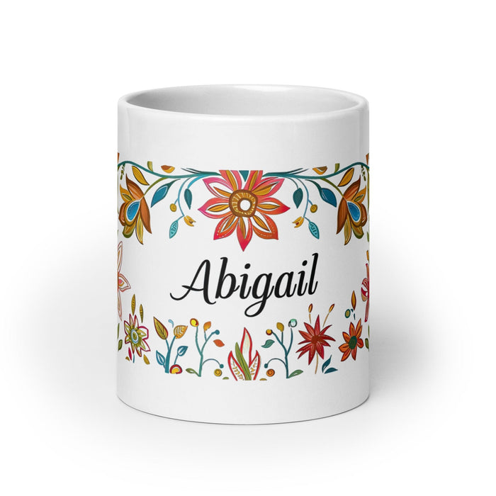 Abigail Exclusive Name Art Piece Home Office Work Coffee Mug Mexican Spanish Pride Gift Cup One-Of-A-Kind Calligraphy White Glossy Mug | A11 Mexicada