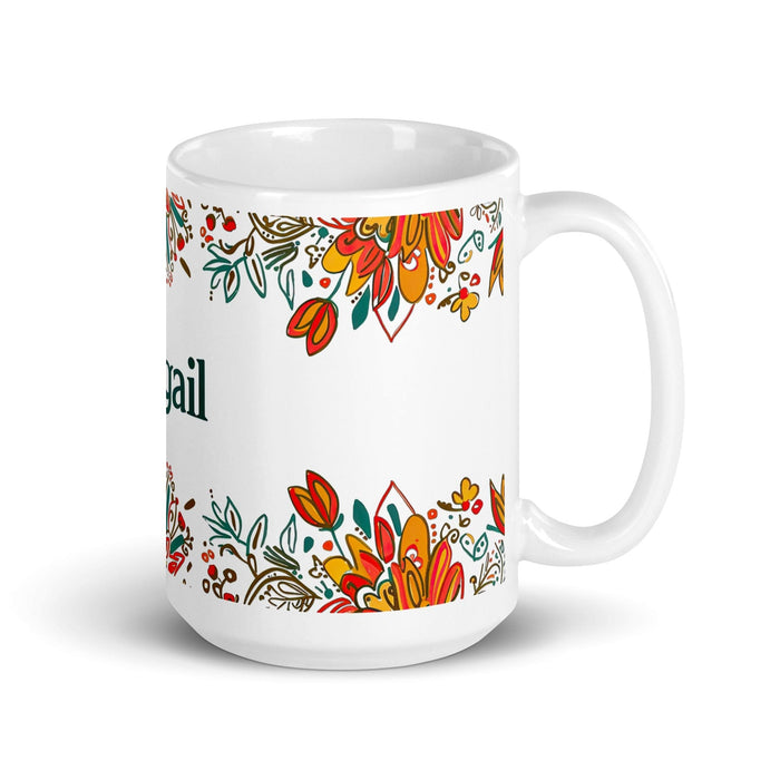 Abigail Exclusive Name Art Piece Home Office Work Coffee Mug Mexican Spanish Pride Gift Cup One-Of-A-Kind Calligraphy White Glossy Mug | A12 Mexicada 15 oz