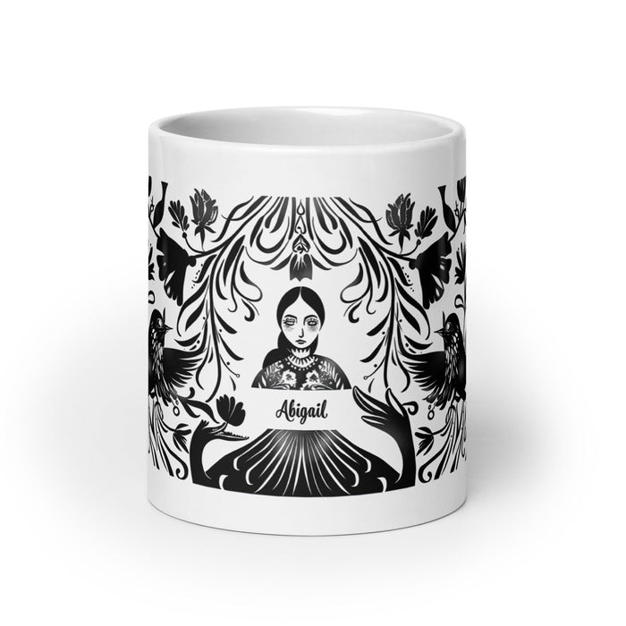 Abigail Exclusive Name Art Piece Home Office Work Coffee Mug Mexican Spanish Pride Gift Cup One - Of - A - Kind Calligraphy White Glossy Mug | A13 - Mexicada