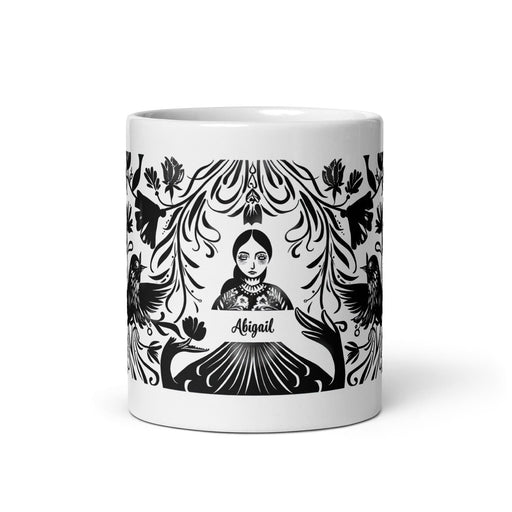 Abigail Exclusive Name Art Piece Home Office Work Coffee Mug Mexican Spanish Pride Gift Cup One-Of-A-Kind Calligraphy White Glossy Mug | A13 Mexicada