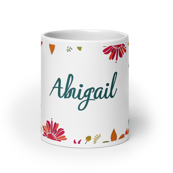 Abigail Exclusive Name Art Piece Home Office Work Coffee Mug Mexican Spanish Pride Gift Cup One - Of - A - Kind Calligraphy White Glossy Mug | A14 - Mexicada