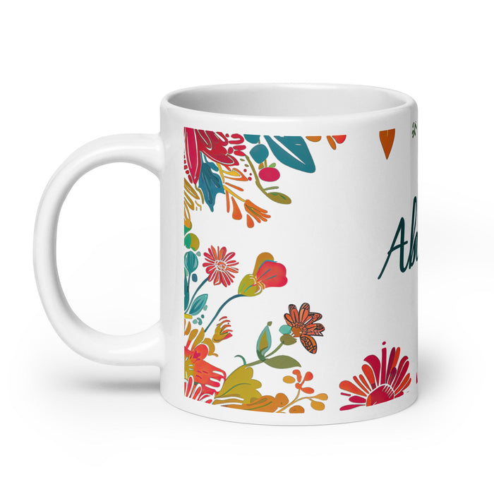 Abigail Exclusive Name Art Piece Home Office Work Coffee Mug Mexican Spanish Pride Gift Cup One - Of - A - Kind Calligraphy White Glossy Mug | A14 - Mexicada