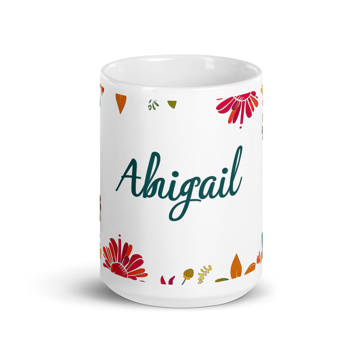 Abigail Exclusive Name Art Piece Home Office Work Coffee Mug Mexican Spanish Pride Gift Cup One - Of - A - Kind Calligraphy White Glossy Mug | A14 - Mexicada