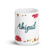 Abigail Exclusive Name Art Piece Home Office Work Coffee Mug Mexican Spanish Pride Gift Cup One - Of - A - Kind Calligraphy White Glossy Mug | A14 - Mexicada