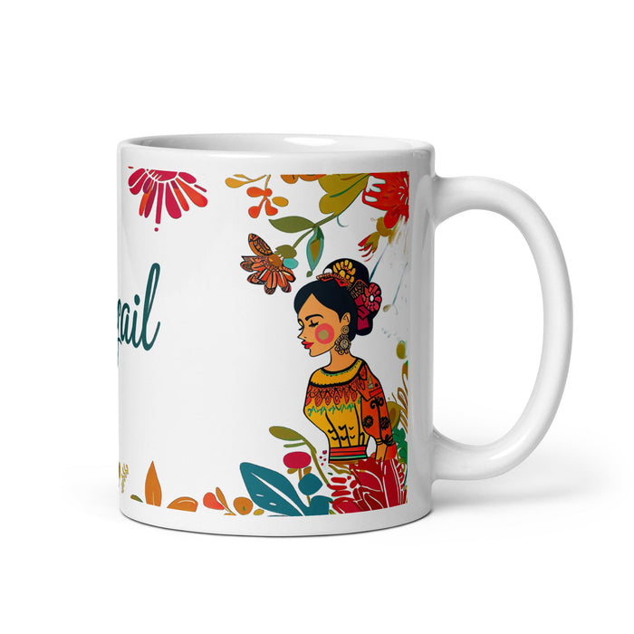 Abigail Exclusive Name Art Piece Home Office Work Coffee Mug Mexican Spanish Pride Gift Cup One - Of - A - Kind Calligraphy White Glossy Mug | A14 - Mexicada