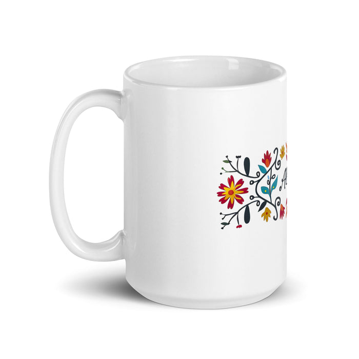 Abigail Exclusive Name Art Piece Home Office Work Coffee Mug Mexican Spanish Pride Gift Cup One - Of - A - Kind Calligraphy White Glossy Mug | A15 - Mexicada