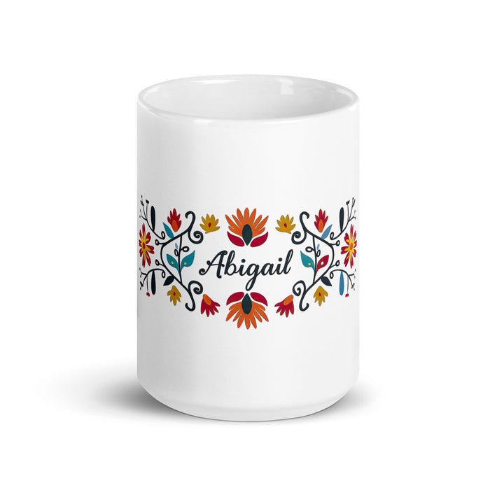 Abigail Exclusive Name Art Piece Home Office Work Coffee Mug Mexican Spanish Pride Gift Cup One - Of - A - Kind Calligraphy White Glossy Mug | A15 - Mexicada