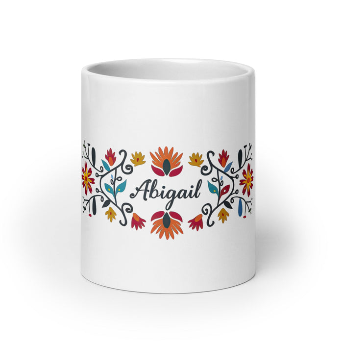 Abigail Exclusive Name Art Piece Home Office Work Coffee Mug Mexican Spanish Pride Gift Cup One - Of - A - Kind Calligraphy White Glossy Mug | A15 - Mexicada