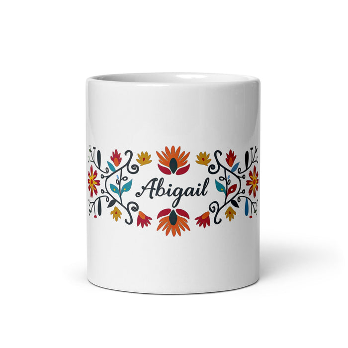 Abigail Exclusive Name Art Piece Home Office Work Coffee Mug Mexican Spanish Pride Gift Cup One - Of - A - Kind Calligraphy White Glossy Mug | A15 - Mexicada