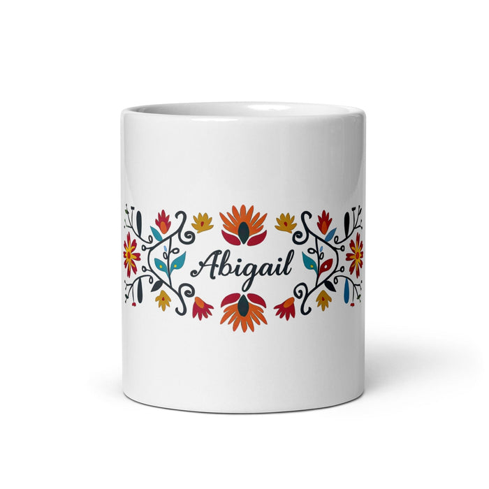 Abigail Exclusive Name Art Piece Home Office Work Coffee Mug Mexican Spanish Pride Gift Cup One-Of-A-Kind Calligraphy White Glossy Mug | A15 Mexicada