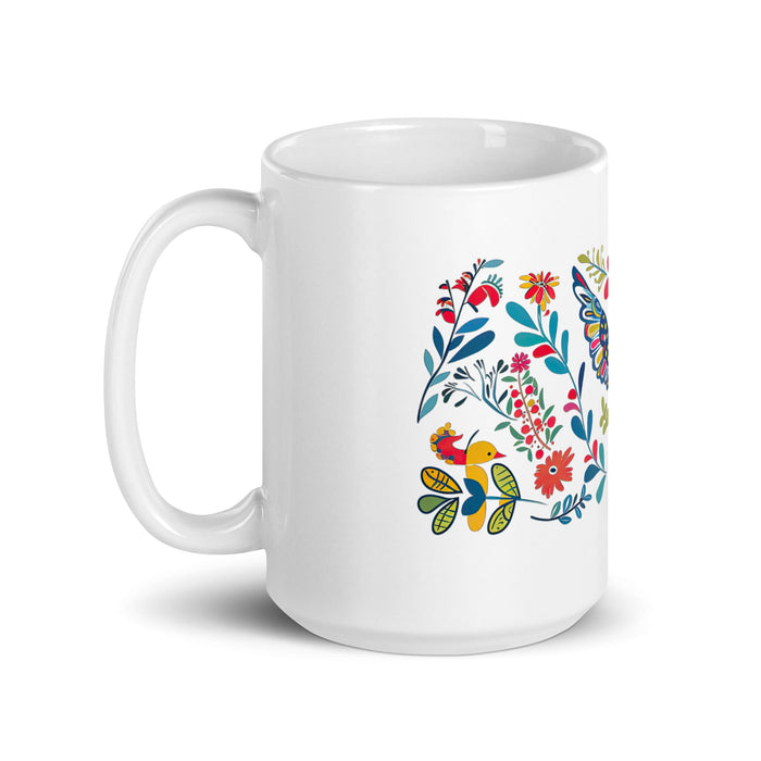 Abigail Exclusive Name Art Piece Home Office Work Coffee Mug Mexican Spanish Pride Gift Cup One - Of - A - Kind Calligraphy White Glossy Mug | A16 - Mexicada